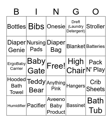 Baby Bingo! Bingo Card