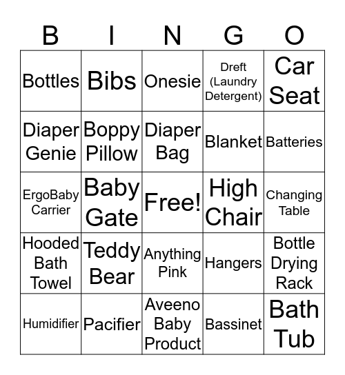 Baby Bingo! Bingo Card