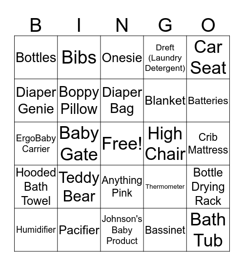 Baby Bingo! Bingo Card