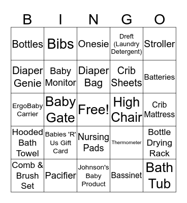 Baby Bingo! Bingo Card