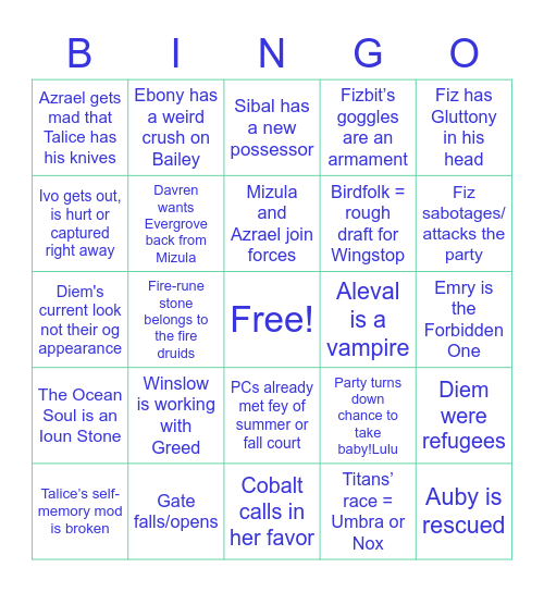 B4 TOTR Bingo: nikknakk tinfoilery Bingo Card