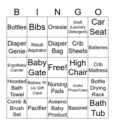 Baby Bingo! Bingo Card