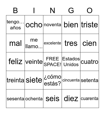 3rd Grade Bingo Card