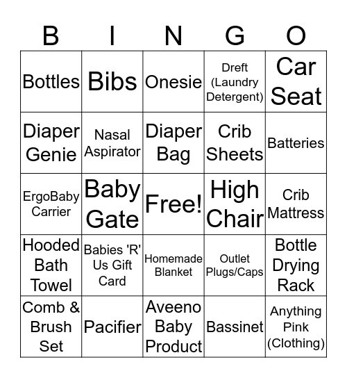 Baby Bingo! Bingo Card