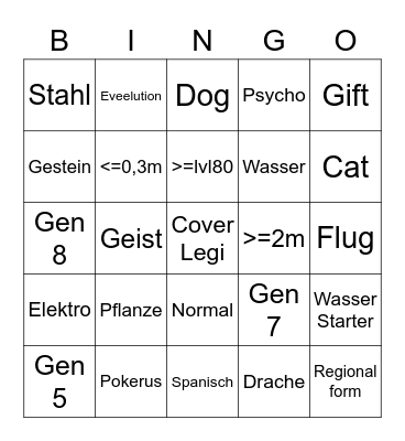 Pokemon Bingo Card