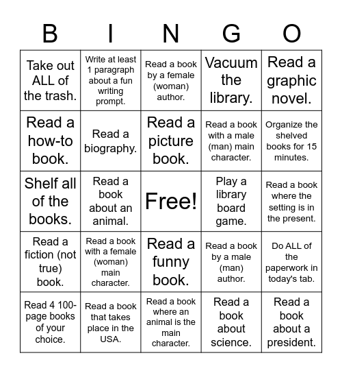 Library Bingo Card