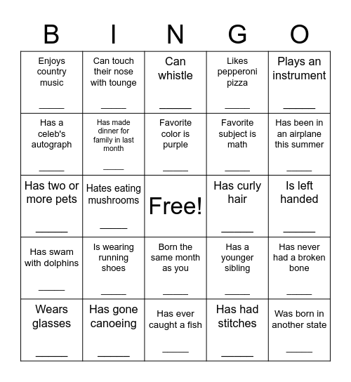 Advisory Bingo Card