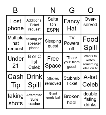 Suite Bingo Card