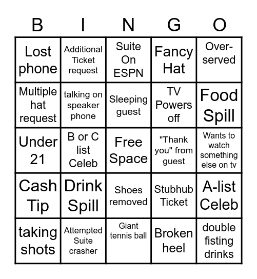 Suite Bingo Card