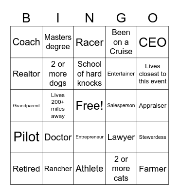40th Reunion Bingo Card