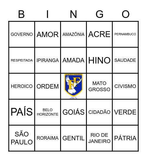 PÁTRIA AMADA BRASIL Bingo Card