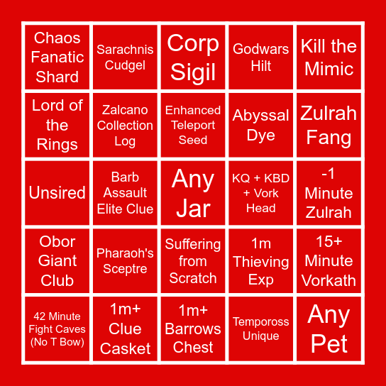 Goose's Christmas Bingo Card