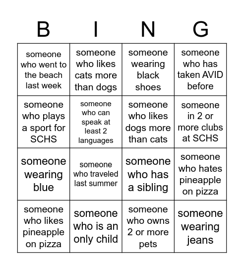 B i n g o Bingo Card