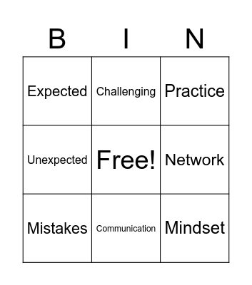 Vocabulary Bingo Card