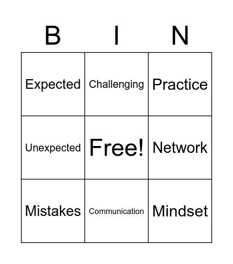 Vocabulary Bingo Card