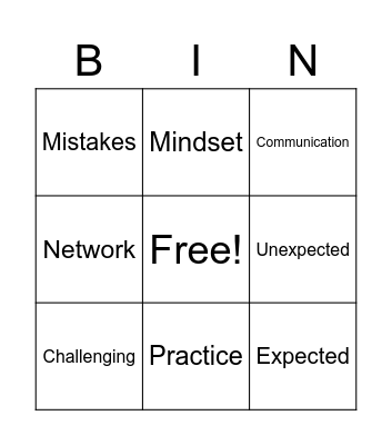 Vocabulary Bingo Card