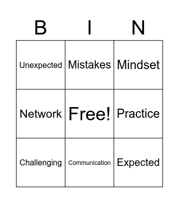 Vocabulary Bingo Card