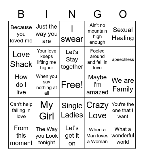 Let's Get Hitched Bingo Card