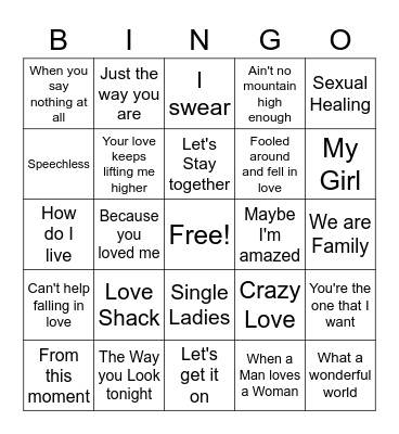 Let's Get Hitched Bingo Card