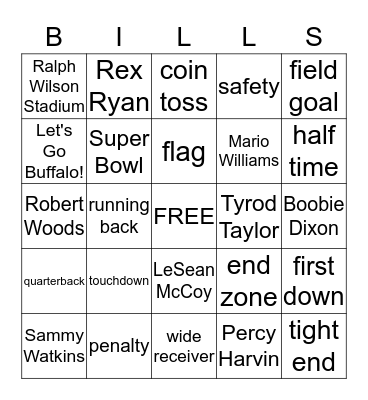 Buffalo Bills Bingo Card