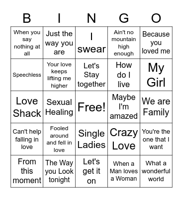 Let's Get Hitched Bingo Card