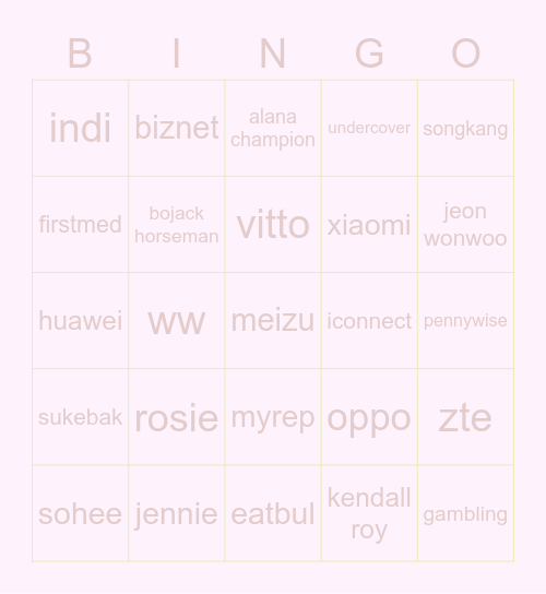 ruby's Bingo Card