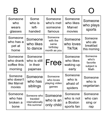 Human Bingo Card