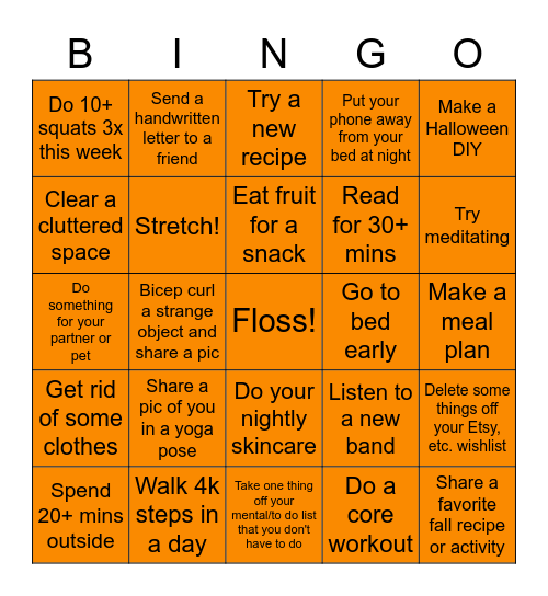 Spoopy Season Bingo Card