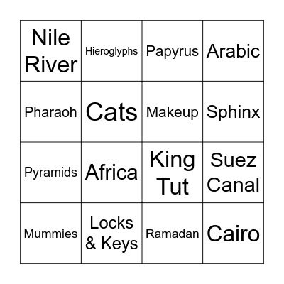 EGYPT Bingo Card