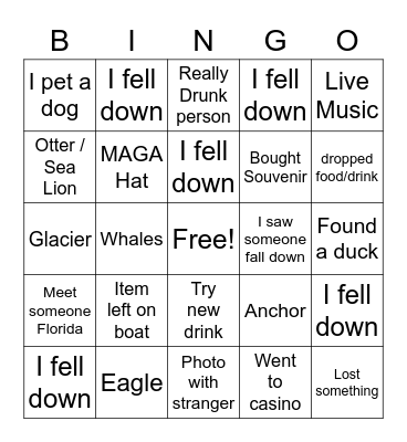 Alaska Cruise Bingo Card