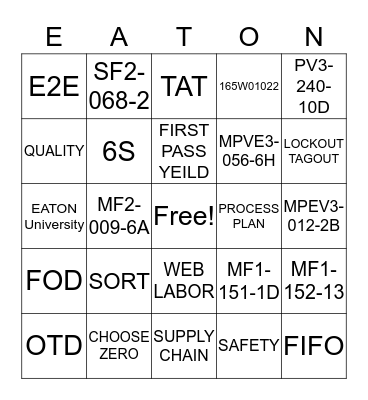 COMPANY BINGO Card