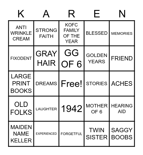 80TH BIRTHDAY BINGO Card