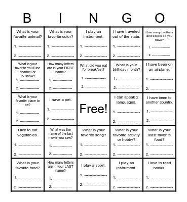Peer 2 Peer Bingo Card