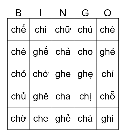 bingo do cha che chi cho chu