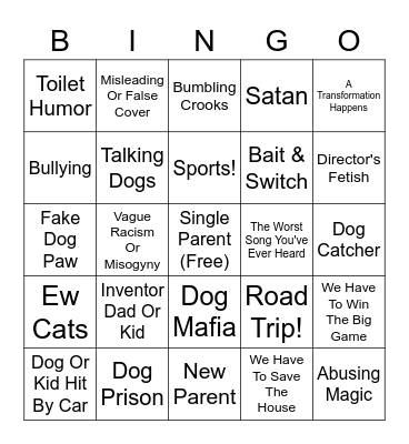 Dog Movie Bingo Card