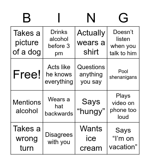 Scott Bingo Card