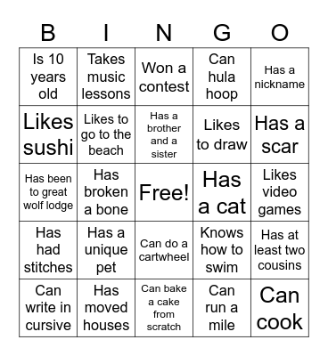 Find Someone Who.. Bingo Card