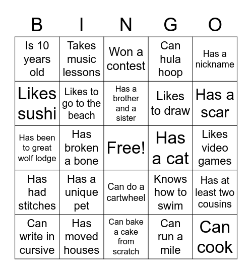 Find Someone Who.. Bingo Card