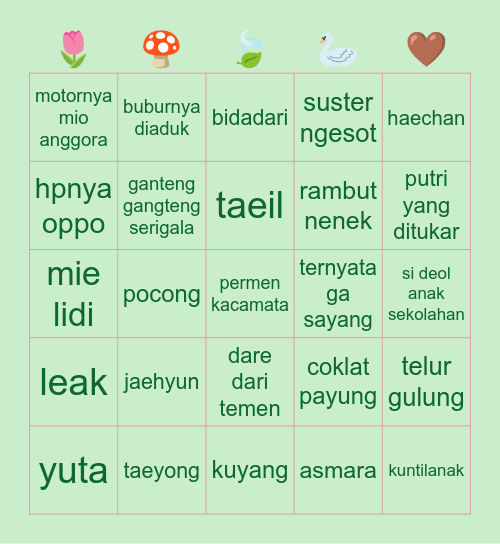 。_°☆｡◕‿◕｡ jueun Bingo Card