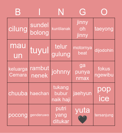 mina Bingo Card