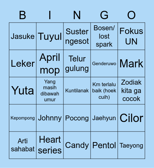 Nay's Bingo Card