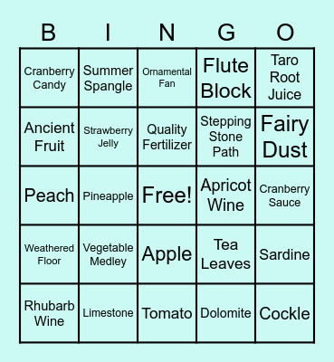 Stardew Valley Bingo Card