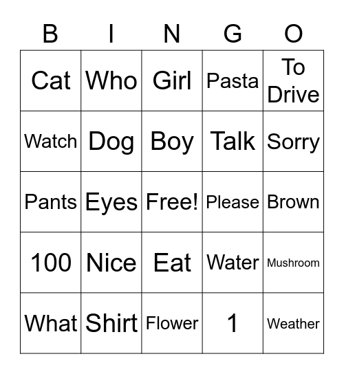 ASL Club Bingo Card