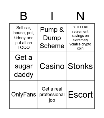 How to get rich quick? Bingo Card