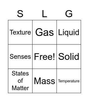 Classifying Matter Bingo Card