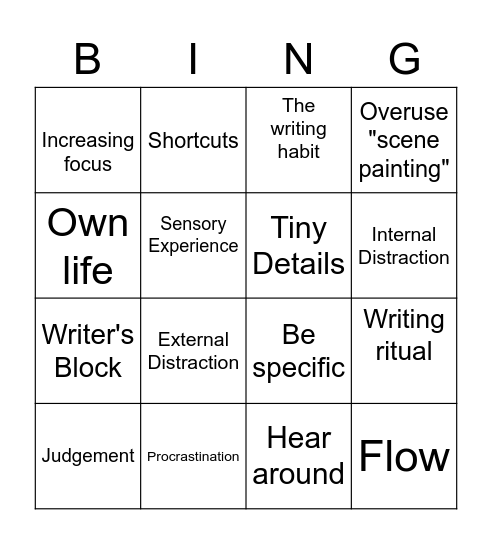 FINDING FOCUS Bingo Card