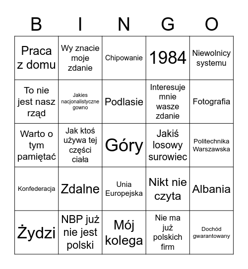 dariu bingo Card