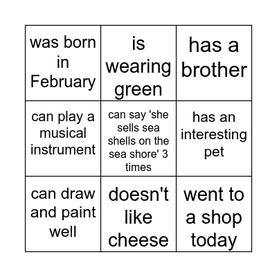 Find Someone Who... Bingo! Bingo Card