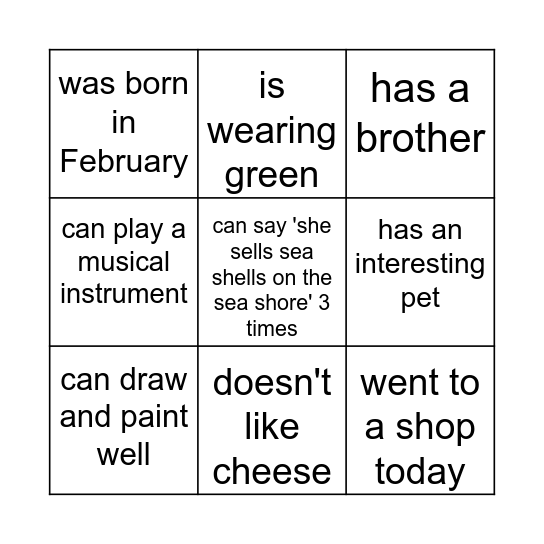 Find Someone Who... Bingo! Bingo Card