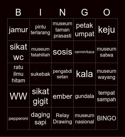 jongs Bingo Card
